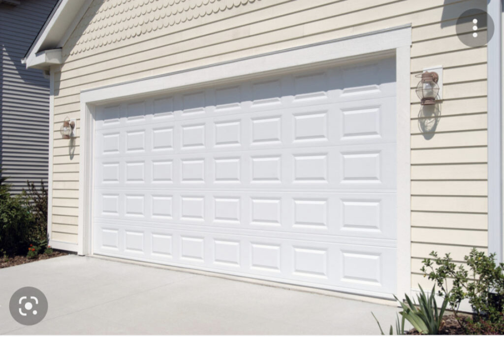 White traditional garage door. 